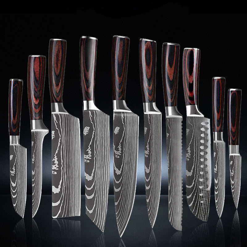 Premium Chef Knife Set – 6, 8, 10-Piece Stainless Steel Kitchen Knives with Ergonomic Resin Handles – Precision Cutting Tools for Cooking Enthusiasts